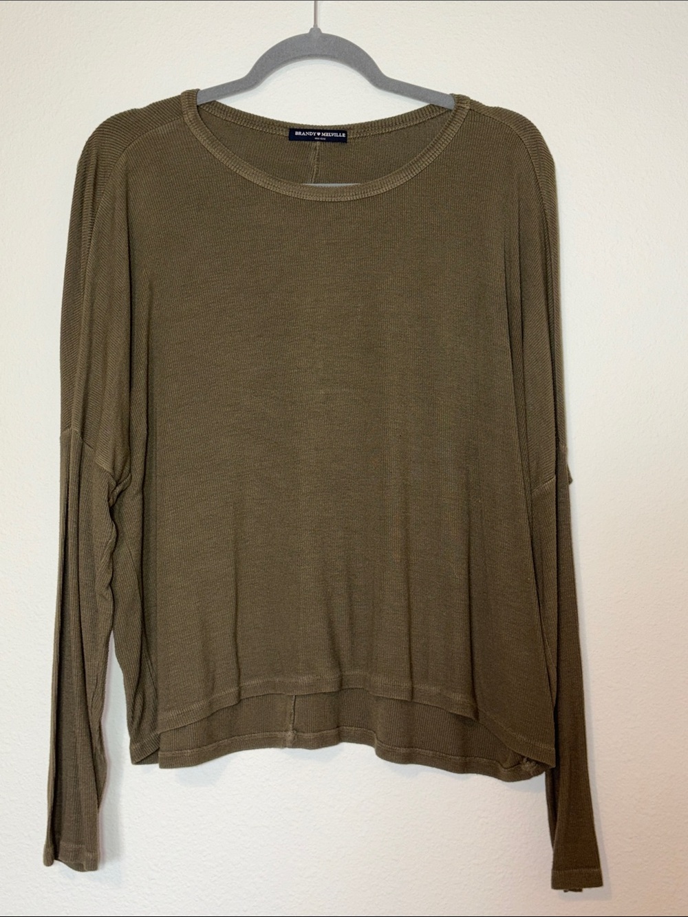 Brandy Melville Olive Green Lightweight Long Sleeve Tee